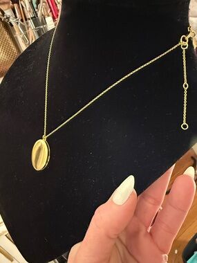 J. Crew Gold Oval Locket Necklace